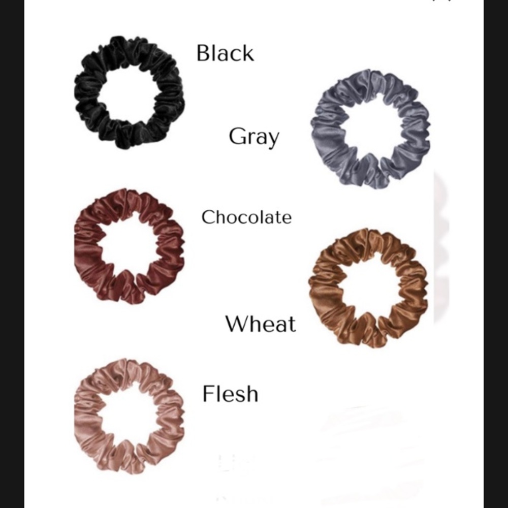 Satin hair scrunchies - thin - pack of 5